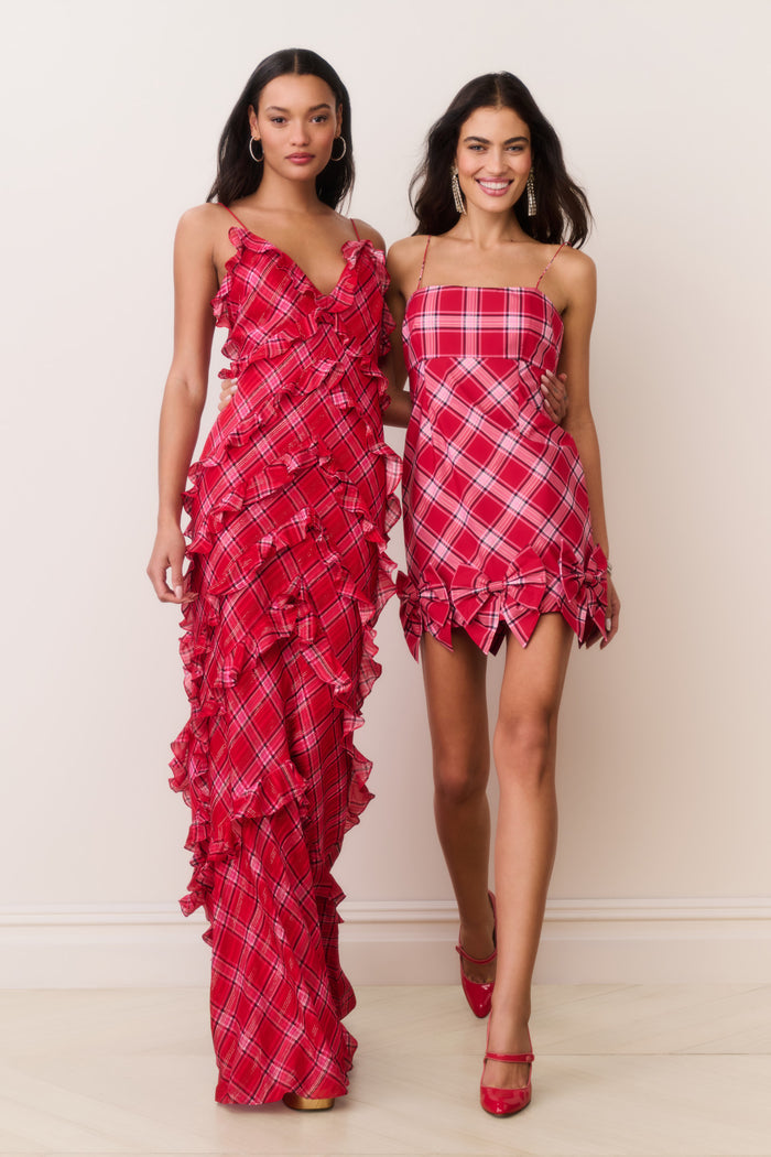 Kennedi Tartan Bow Mini Dress
