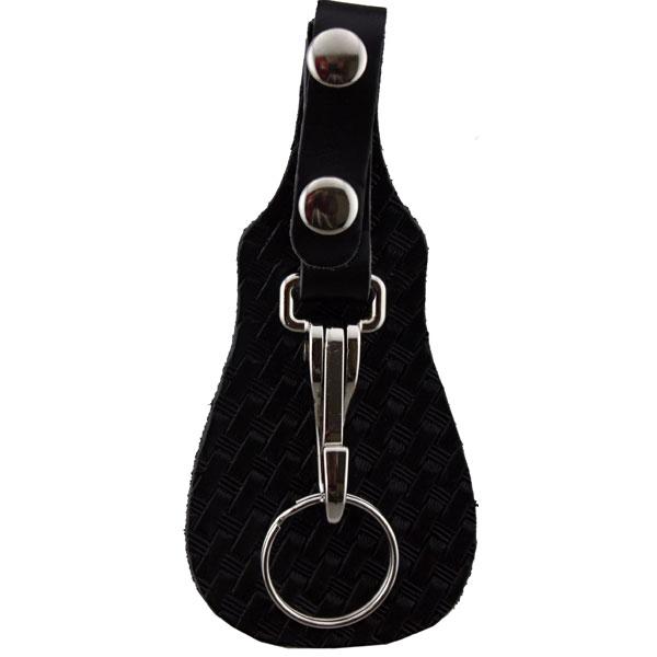 Key Ring Leather Basket Weave Backing