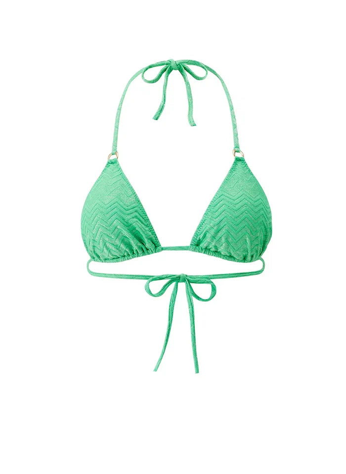 Swimwear Melissa Odabash Key West Triangle Bikini Top Green Zigzag Apoella