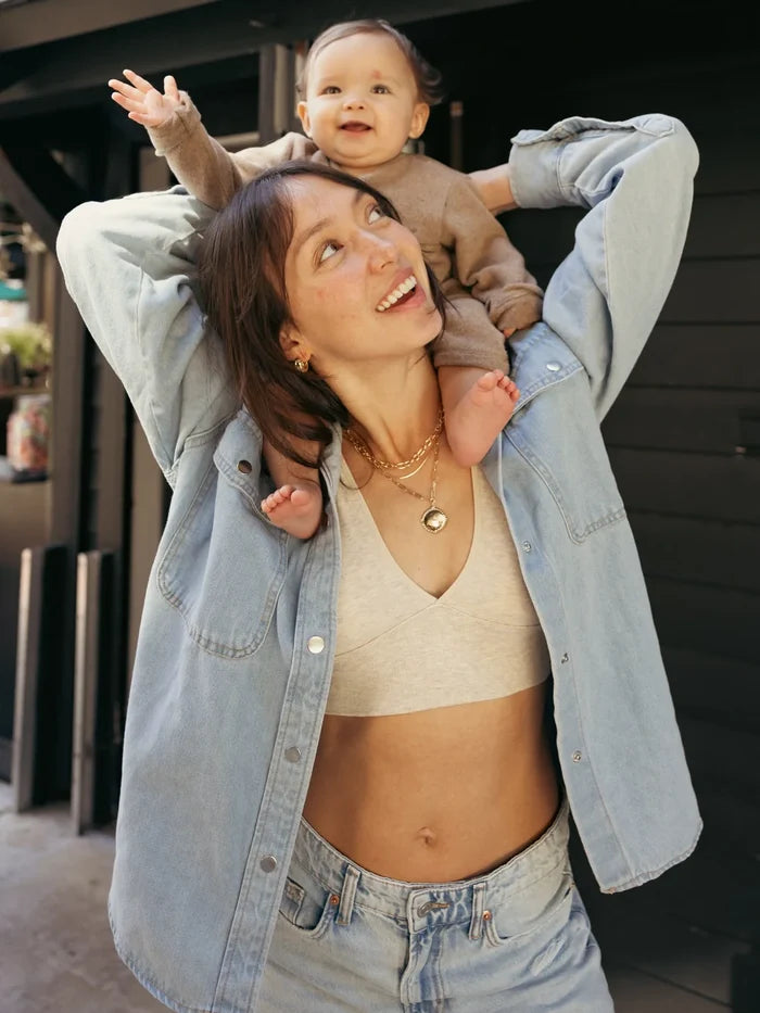 Kindred Bravely Sublime Bamboo Nursing & Maternity Plunge Bra - Oatmeal Heather - Donna Bruschi, IBCLC
