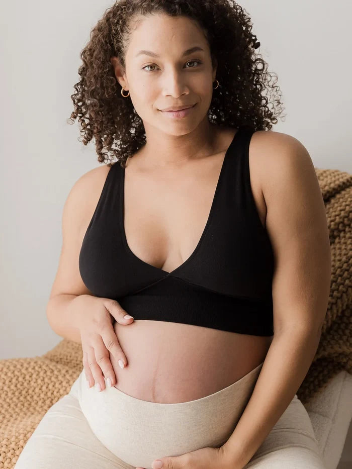 Kindred Bravely Sublime Bamboo Nursing & Maternity Plunge Bra - Oatmeal Heather - Donna Bruschi, IBCLC