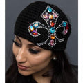 Knit Headband Bling FleurDeLis