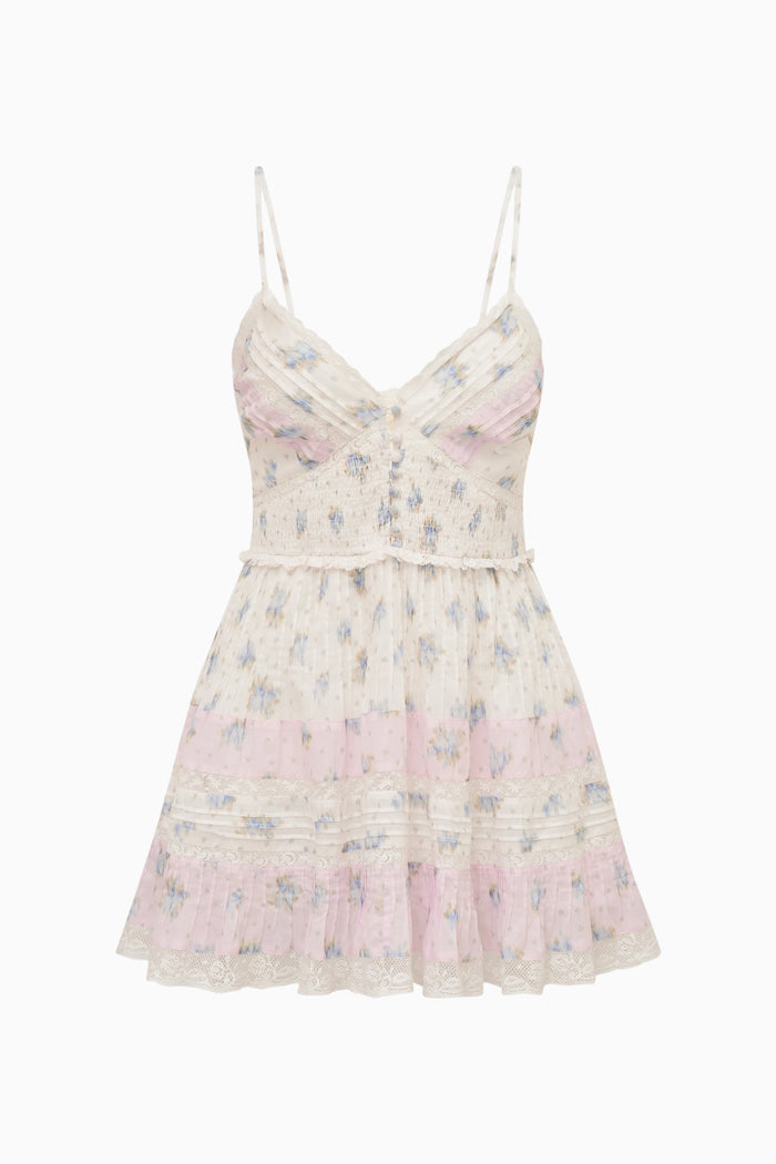 Krista Mixed Print Cotton Mini Dress