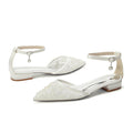 Lace Silk-Like Pearl Embroidered Mesh Flat Shoes CK0498