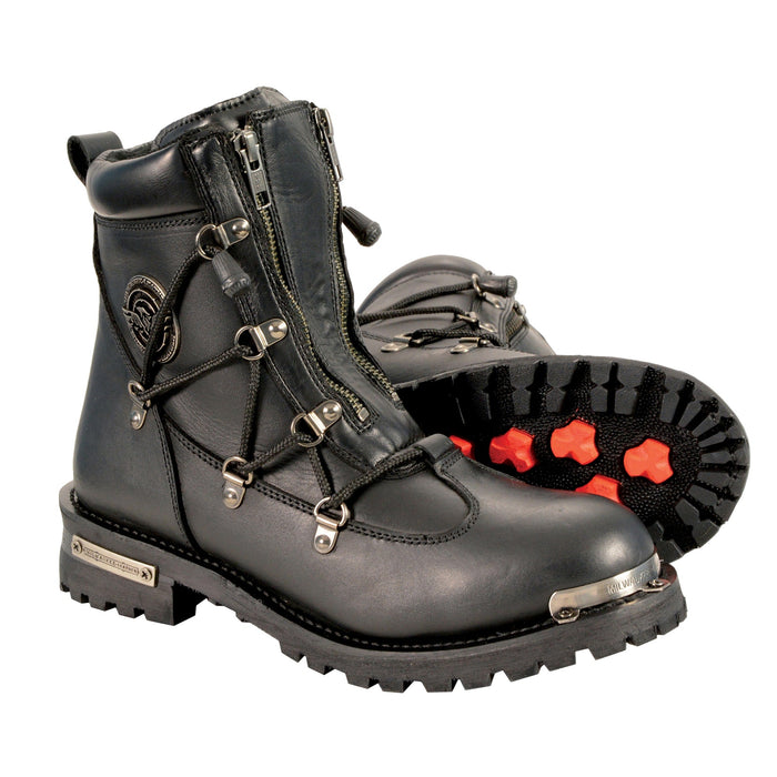 Ladies Boot W/Zipper Black: Features:

Genuine waterproof
Leather
Double zip front entry
Anti slip, oil Resistant outsole wit