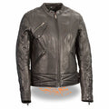 Ladies Crinkled Arm Leather Jacket: Features:

1
