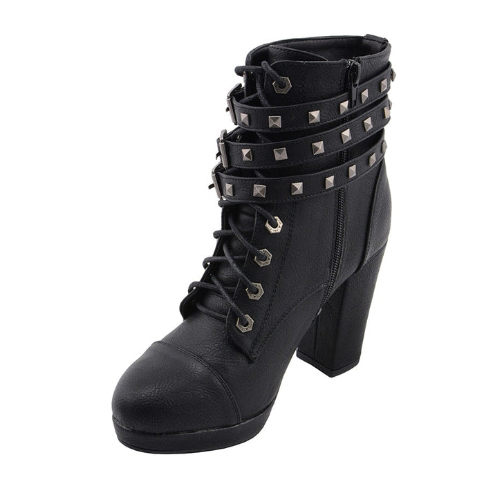 Ladies Lace to the Toe Boots: Features:

Women's Lace to Toe Boot
Synthetic Leather Upper
Anti-Slip Bottom, Platform Heel
Cro
