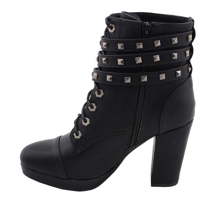 Ladies Lace to the Toe Boots: Features:

Women's Lace to Toe Boot
Synthetic Leather Upper
Anti-Slip Bottom, Platform Heel
Cro