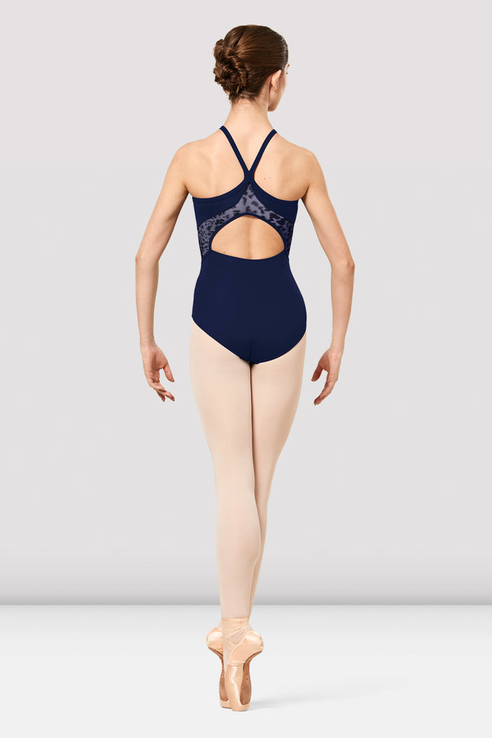 Ladies Lorita High Neck Animal Print Mesh Leotard