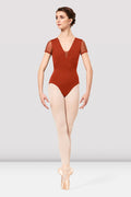 Ladies Melaine Mesh Embroidered Cap Sleeve Leotard