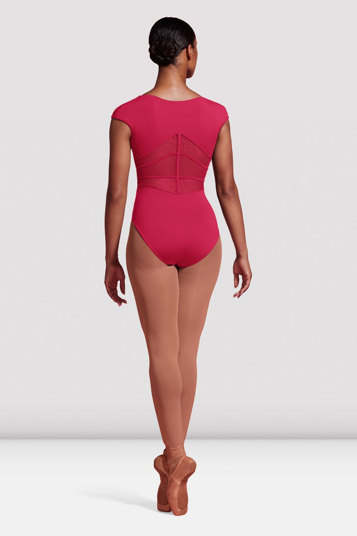 Ladies Mirella Boutique Spliced Lace Cap Sleeve Leotard