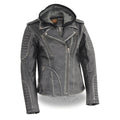 Ladies Rustic Hooded Leather Jacket: Features:

Premium Cowhide Leather 1