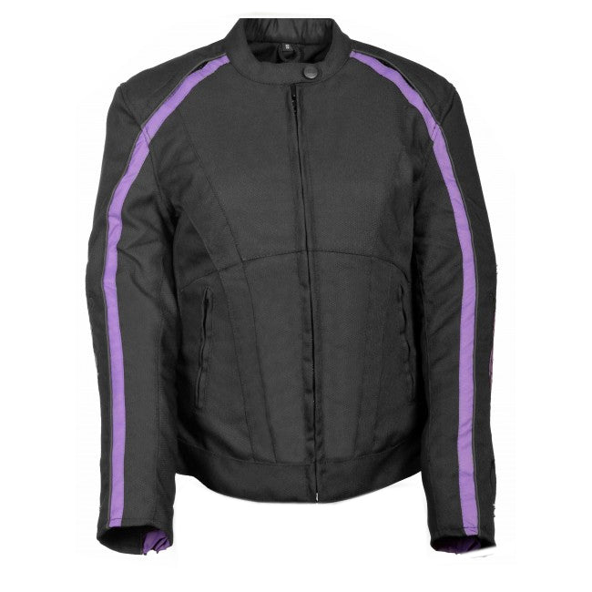 Ladies Studs & Wings Jkt Bk-Pp: Features:

Women’s Textile Jacket with Stud &amp; Wings Detailing
1300D Nylon Material Full S