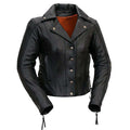 Eagle Leather Ladies Updated M.C. black leather motorcycle jacket front view