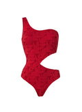 One-Piece Stefania Frangista Laetitia Cut Out One Piece Jacquard Lipstick Apoella