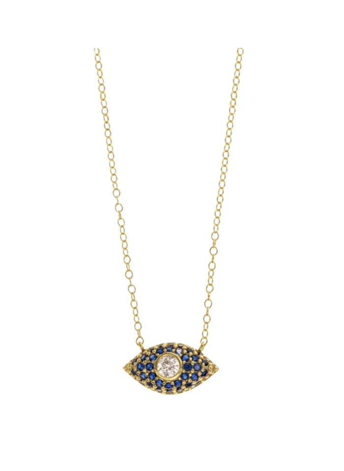 Necklaces ASTRA Large Oval Evil Eye Necklace Gold-Navy-White O/S Apoella