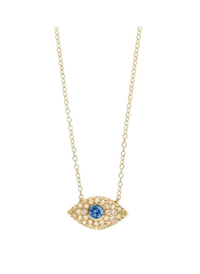 Necklaces ASTRA Large Oval Evil Eye Necklace Gold-White-Sky O/S Apoella