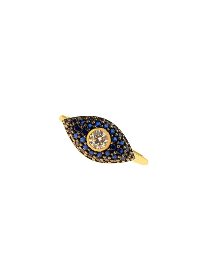 Rings ASTRA Large Oval Evil Eye Ring Gold-Navy-White O/S Apoella