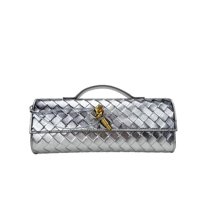 Leather clutch bag Hold leather woven square dinner bag 788440003397 - COCOMELODY
