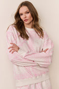 Leila Heart Printed Fleece Pullover
