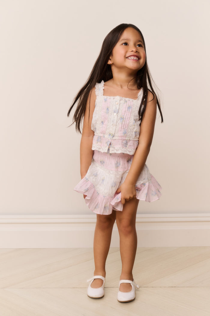 Little Girls Raf Mixed Print Skirt