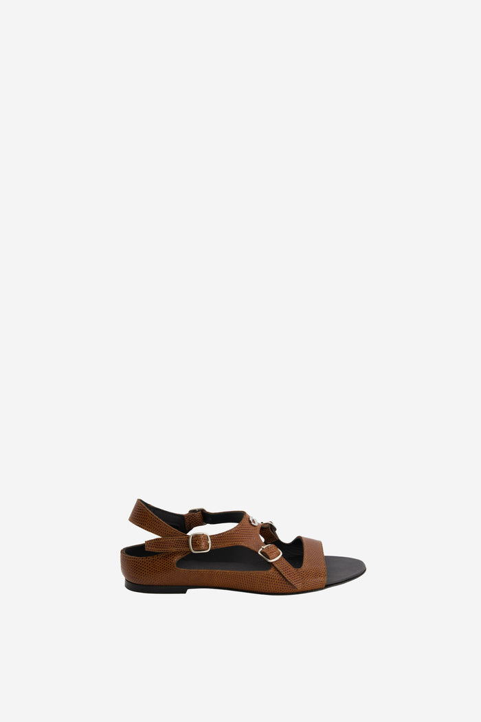 Lizard Print Buckle On Sandals