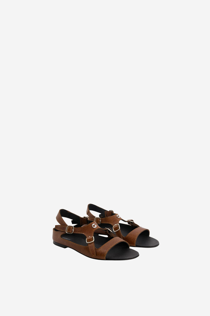 Lizard Print Buckle On Sandals