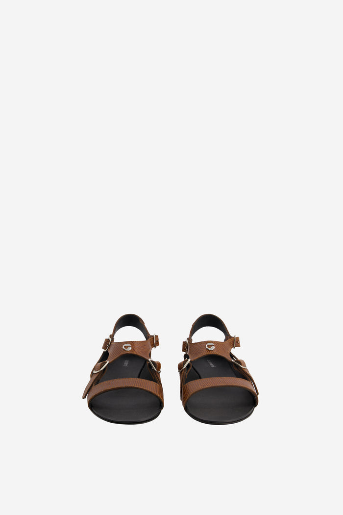 Lizard Print Buckle On Sandals