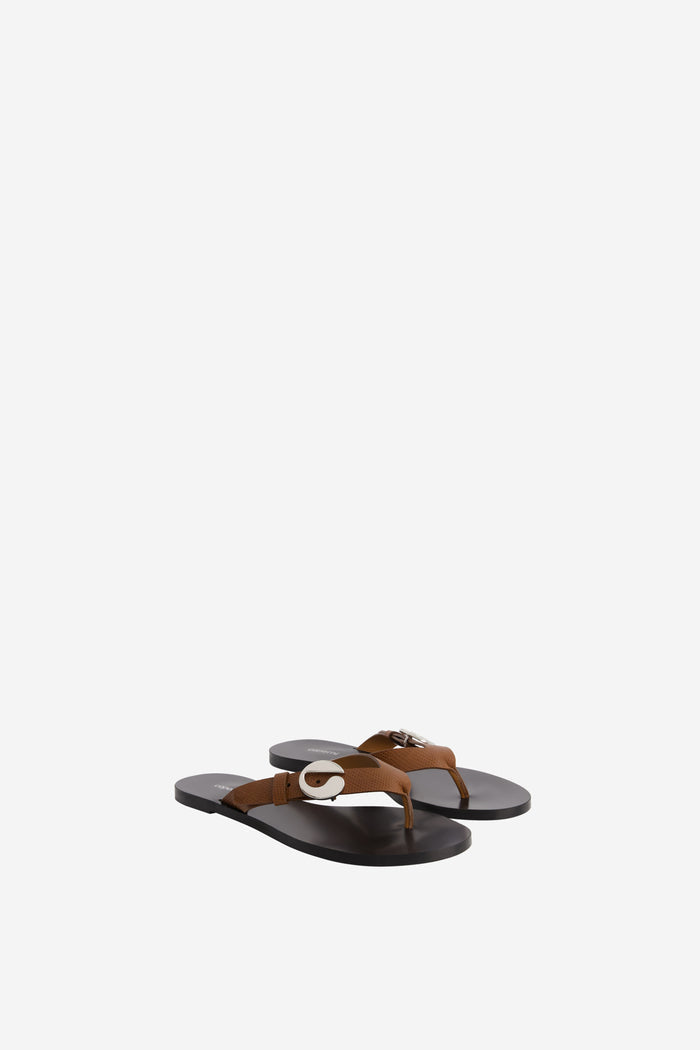 Lizard Print C Logo Flip Flops