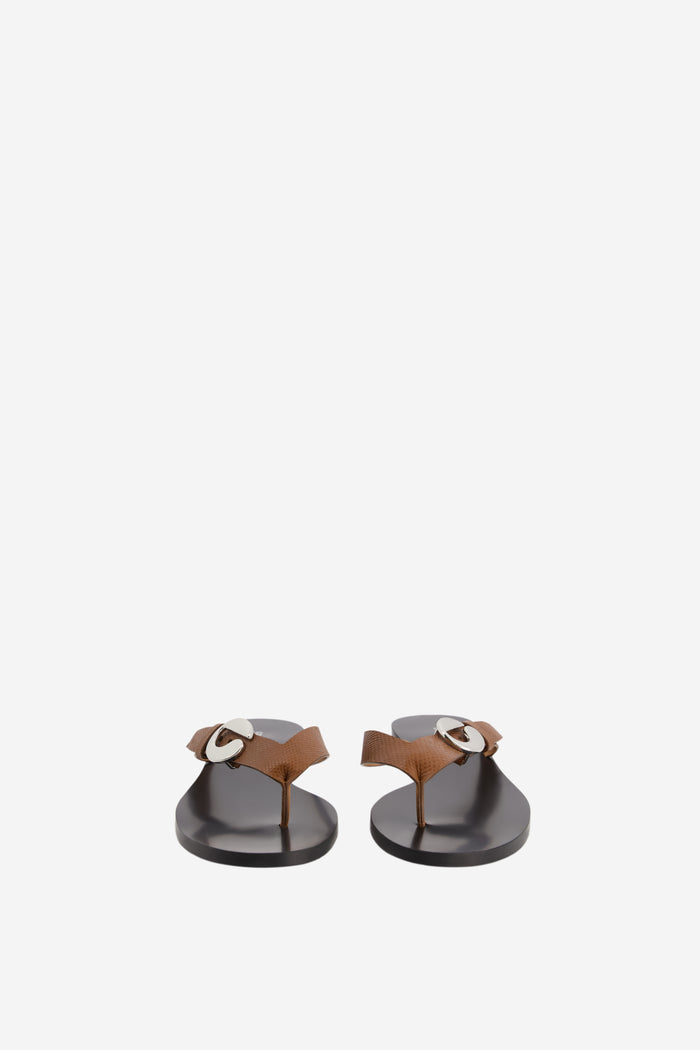 Lizard Print C Logo Flip Flops