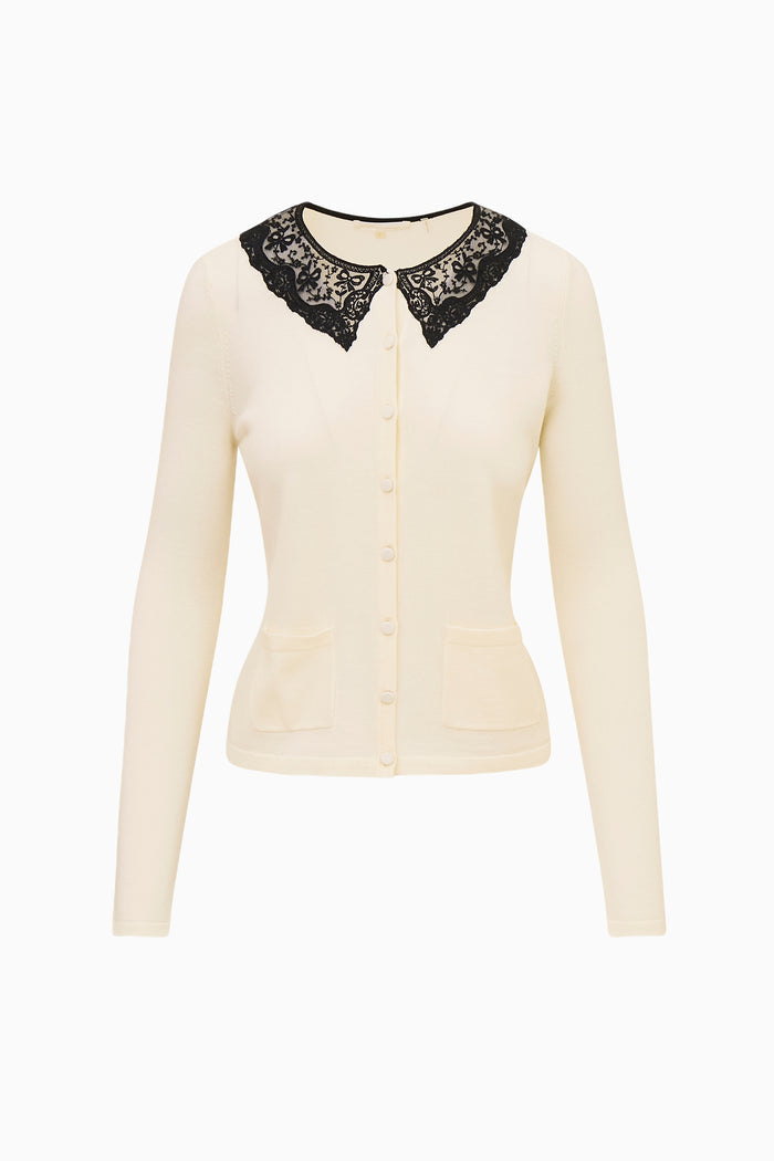 Lolani Wool Lace Collar Cardigan