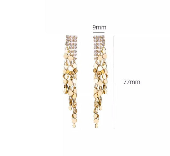 Long gold fringe earrings 738515284210 - COCOMELODY