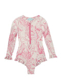 One-Piece Marie Raxevsky Long Sleeve Zip Ruffles Surf Suit Thalassa Pink Apoella
