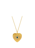Necklaces Ileana Makri Love Heart Zircon Eye Large Necklace Blue Eye Gold Plated O/S Apoella