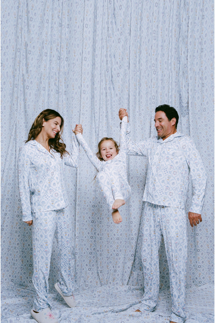 LoveShackFancy x Roller Rabbit Mens Starry Nights Lattice Long Sleeve Pajamas