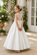 Luxury Satin Illusion Floral Mesh Back Bow Flower Girl Dresses 1042041646357