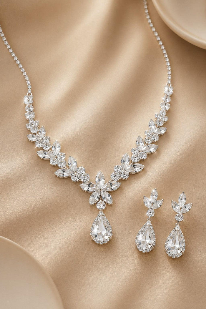 Luxury Teardrop Floral Leaf Necklace Earrings Set Jewelry (Set of 2) 1049620997426