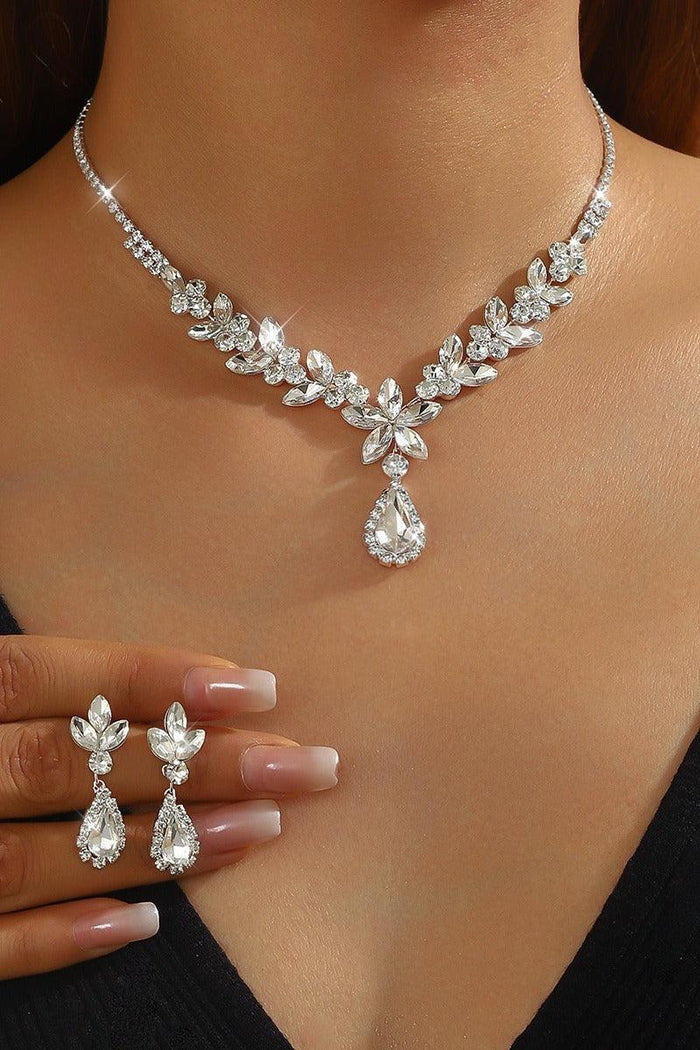Luxury Teardrop Floral Leaf Necklace Earrings Set Jewelry (Set of 2) 1049620997426