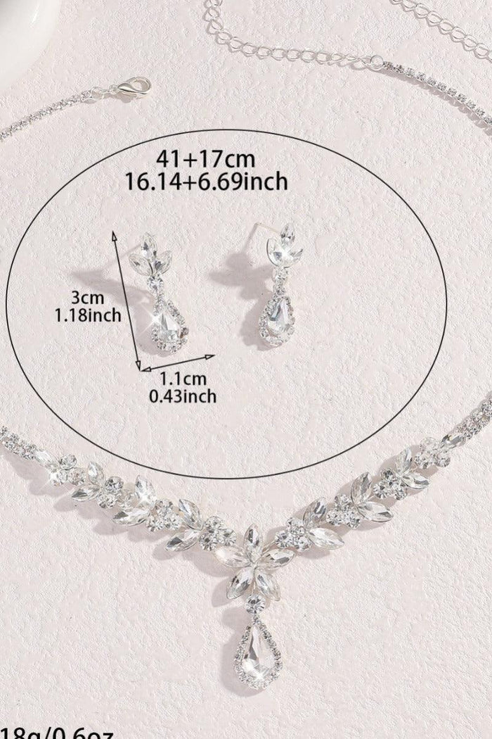 Luxury Teardrop Floral Leaf Necklace Earrings Set Jewelry (Set of 2) 1049620997426