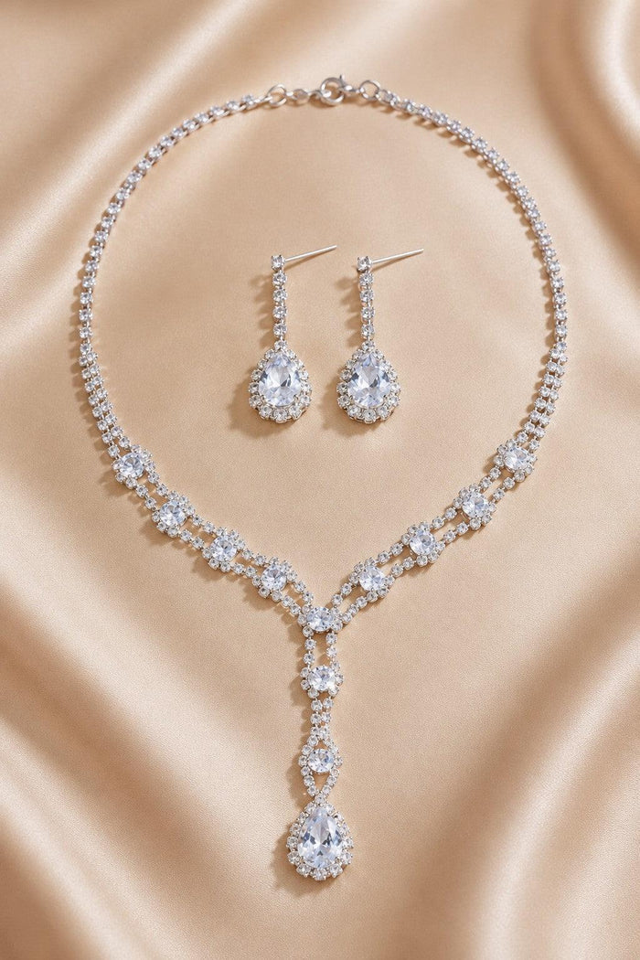 Luxury Teardrop Tassel Necklace Earrings Set for Women Jewelry Sets (Set of 2) 1056817075176