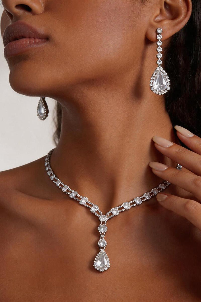 Luxury Teardrop Tassel Necklace Earrings Set for Women Jewelry Sets (Set of 2) 1056817075176