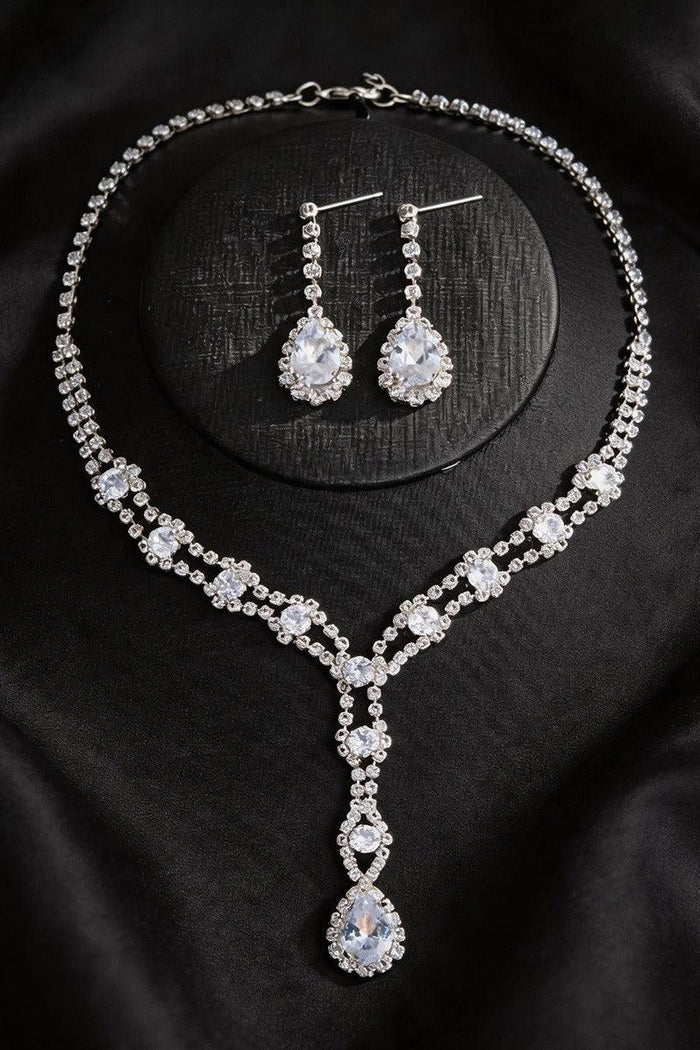 Luxury Teardrop Tassel Necklace Earrings Set for Women Jewelry Sets (Set of 2) 1056817075176