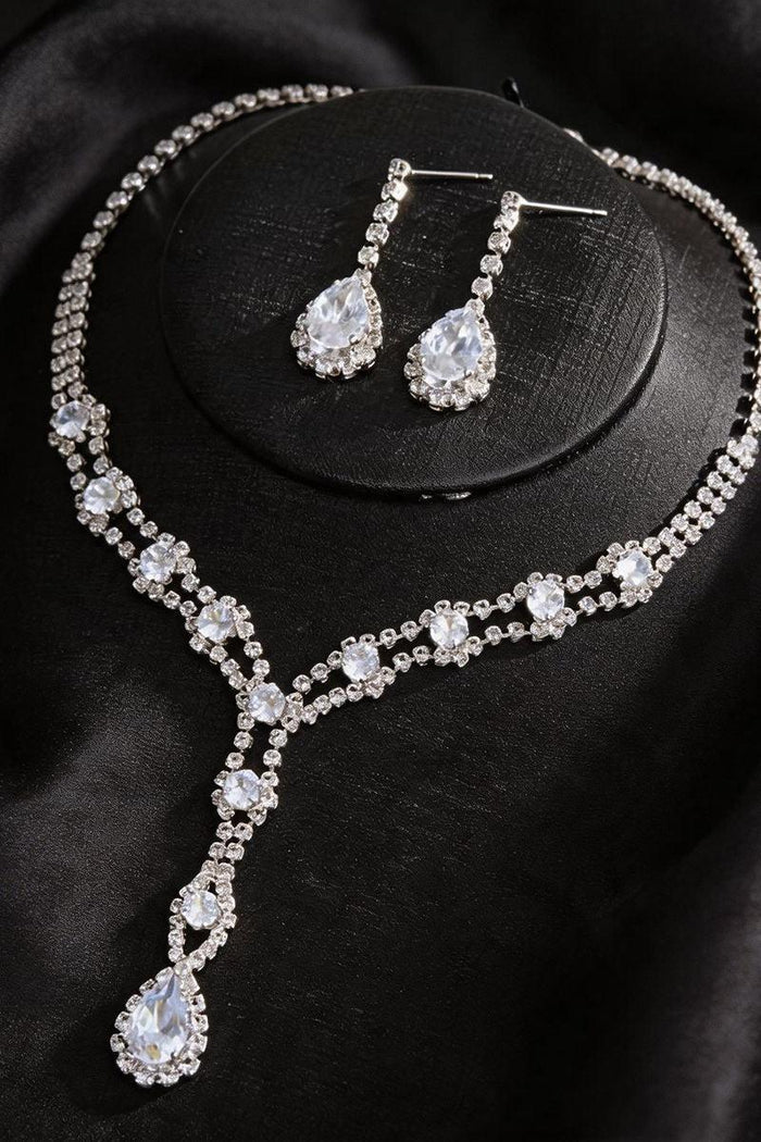 Luxury Teardrop Tassel Necklace Earrings Set for Women Jewelry Sets (Set of 2) 1056817075176
