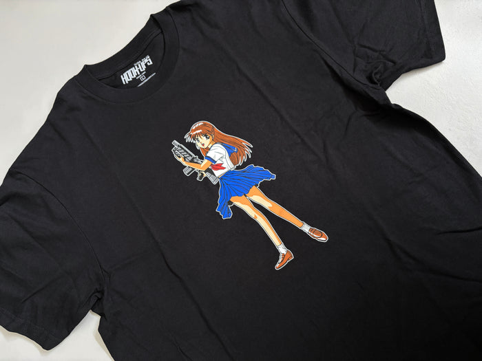 Machine Gun Girl T-shirt - BLACK