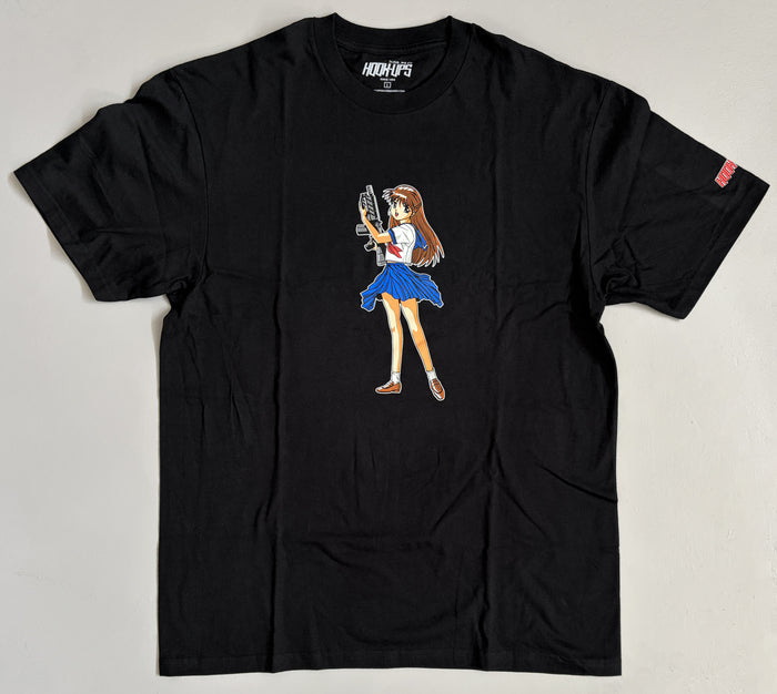 Machine Gun Girl T-shirt - BLACK