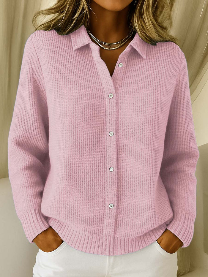 Marisse - Blush Pink Knit Button-Up Cardigan