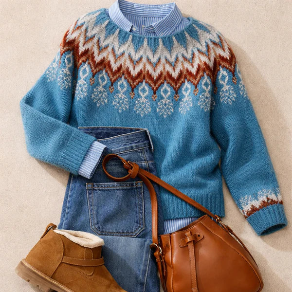 Marit - Nordic Pattern Knit Sweater