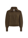 Sweater Varley Maura Half Zip Rib Knit Sweater Olive Night Apoella