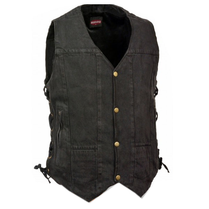 Men's 10 Pocket Denim Vest: Features:

10 Pocket Side Lace Denim Vest
14