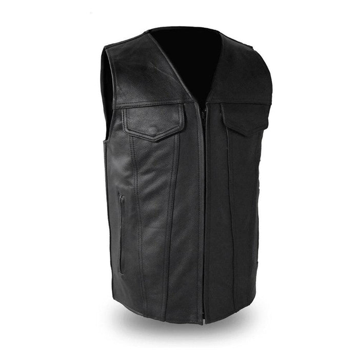 Men's Badlands Zipper Vest: Features:

Soft milled cowhide
Two single snaps chest pockets
Blacked out zip side pockets and si